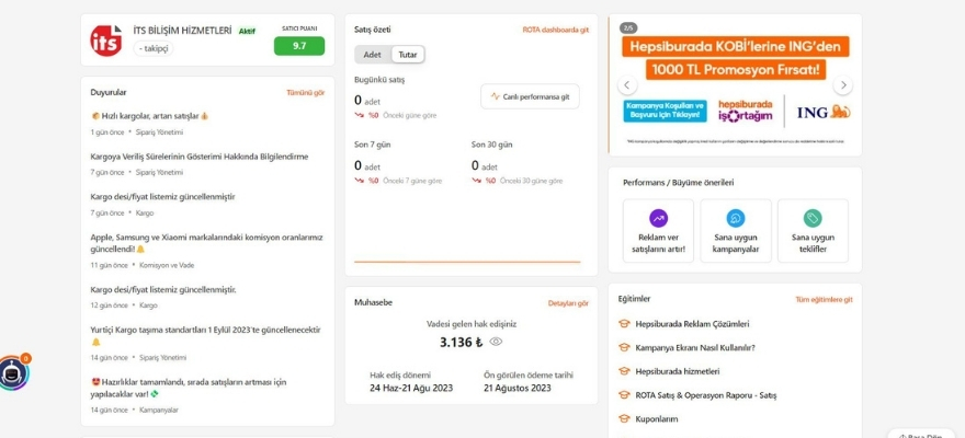 hepsiburada satıcı paneli ve komisyon oranları